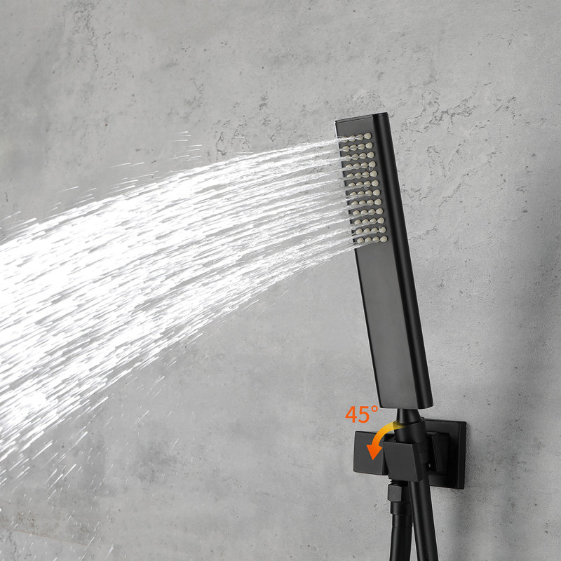 Système de douche mâle NPT, ensemble de robinet de douche pour robinetterie de douche de salle de bain avec pomme de douche à pluie et douchette (ensemble de valve de douche à pression équilibrée inclus)