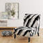 Fauteuil de chambre à motif géométrique noir et blanc revêtu de velours