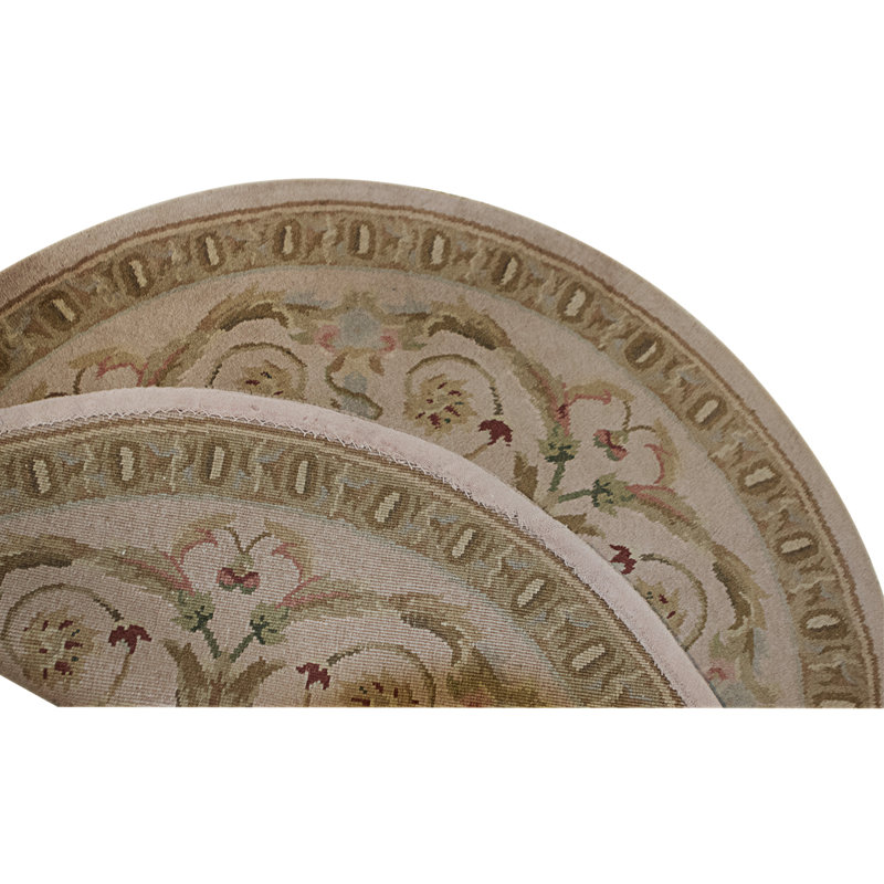 Hand Knotted Wool Area Rug in Beige