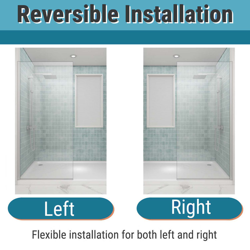 36"×76" Semi-Frameless Shower Glass Panel,Shower Door, Brushed Nickel