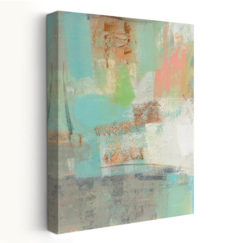Morning Breeze II - abstrait bleu brun gris, H 60 po x l 40 po