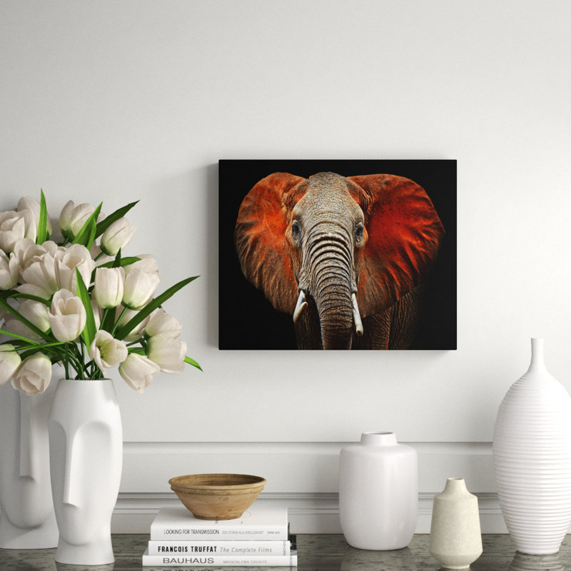 African Elephant Print, Acrylic, 24" H x 36" W x 2.5" D