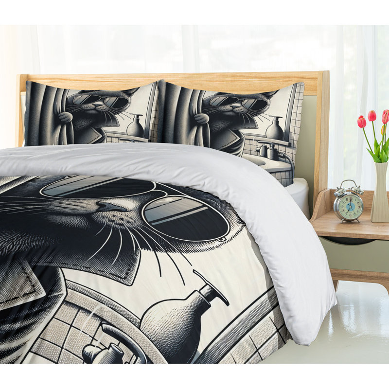 Cat Duvet Cover, California King Duvet Cover + 2 Standard Shams