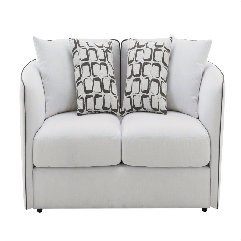 Causeuse en chenille beige avec 4 coussins Yolanda