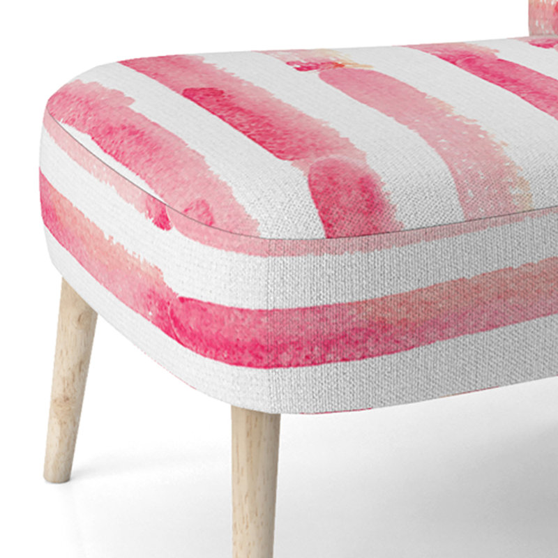 Chaise d'appoint rembourrée en velours rose et blanc