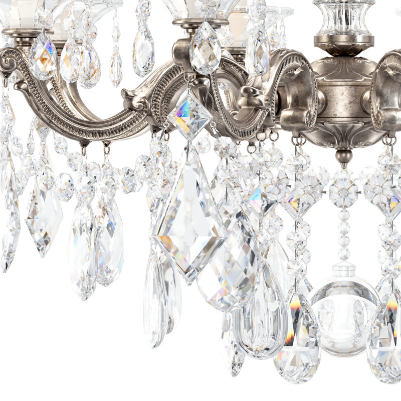La Scala 8 - Light Glass Chandelier, Antique Silver, Handcut Clear