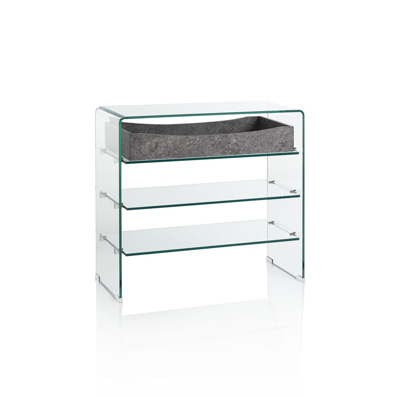 Graford 80cm Glass Console Table, Clear/Grey