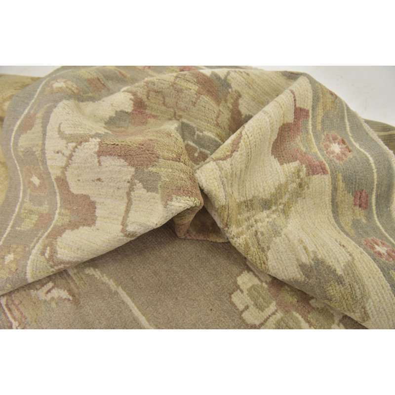 Tapis de zone en laine 11 pi 5 po x 15 pi 8 po one-of-kind noué la beige Mehdi