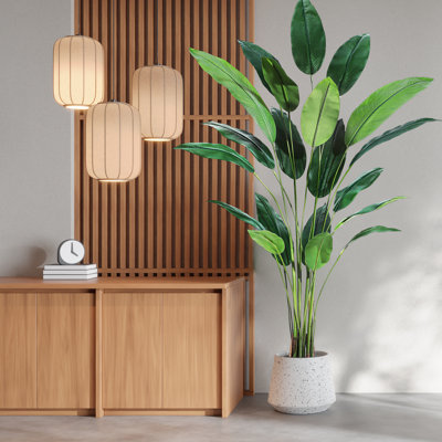 Oiseau de paradis artificiel réaliste, grande plante tropicale artificielle avec 14 à 17 feuilles réalistes, pot lesté, verdure intérieure extérieure nécessitant peu d'entretien pour la décoration intérieure, cadeau de pendaison de crémaillère