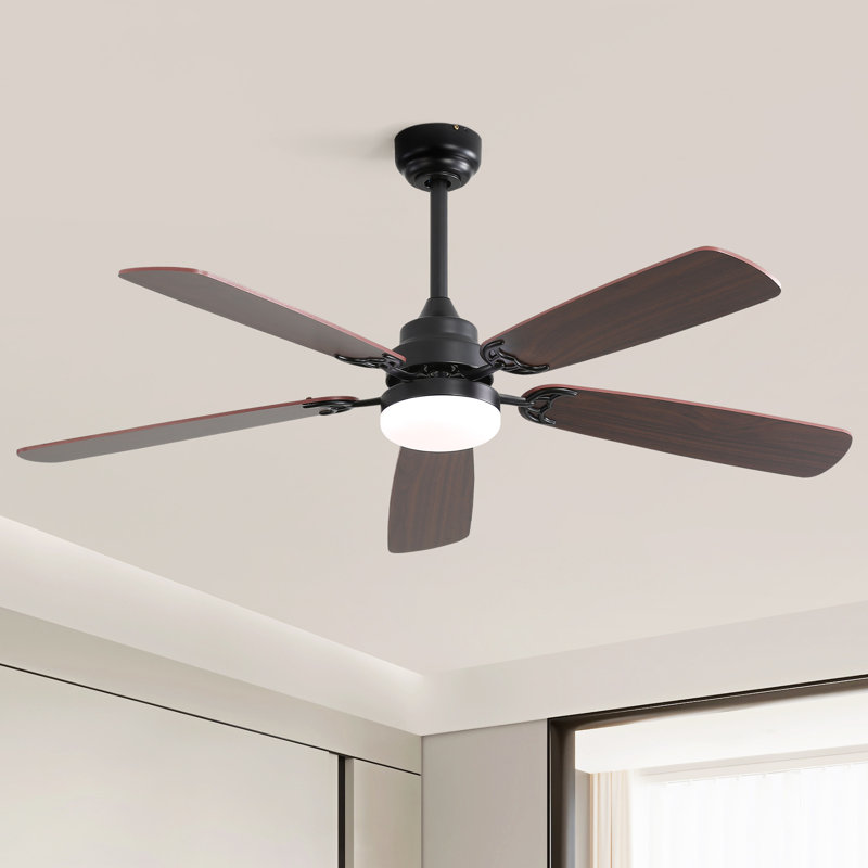 Ventilateur de plafond moderne de 52 pouces avec 3 lumières à DEL, Sofucor, ventilateur de plafond à 5 pales avec télécommande, ventilateur de chambre à coucher et ventilateur de salon, noir