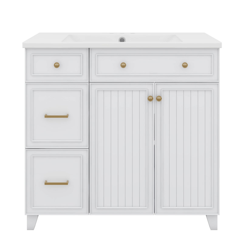 Meuble-lavabo 36 po avec lavabo en céramique, Blanc