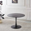 Table tulipe de 42,1 po de couleur noire, table de salle à manger de style Mid-Century pour 4 à 6 personnes - plateau de table rond en panneau de fibres à densité moyenne (le plateau se compose de deux panneaux), table de salle à manger à piédestal, table de bout et table basse de loisir