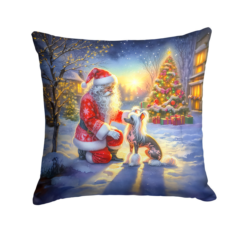 Coussin chinois à crête et père Noël, H 18 po x l 18 po
