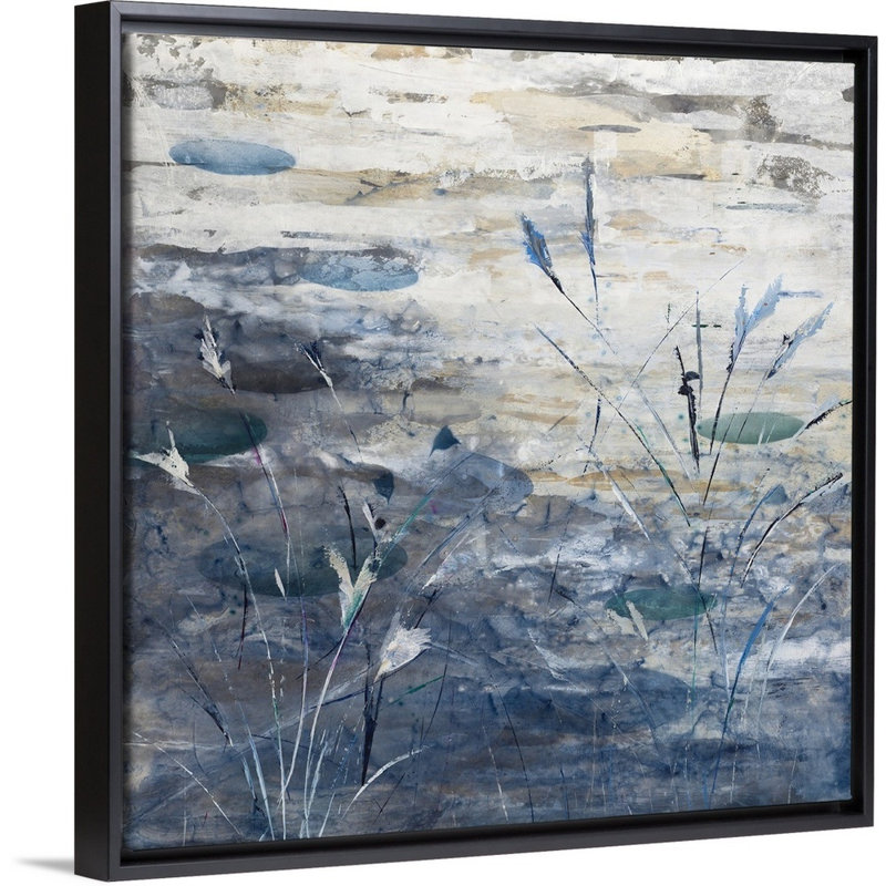 «Pond», peinture sur toile, Cadre flottant noir, H 21,7 po x l 21,7 po x p 1,75 po