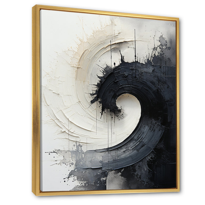 Contrast Harmony I - abstrait, spirales sur toile, H 32 po x l 24 po x P 1 po, Cadre flottant doré