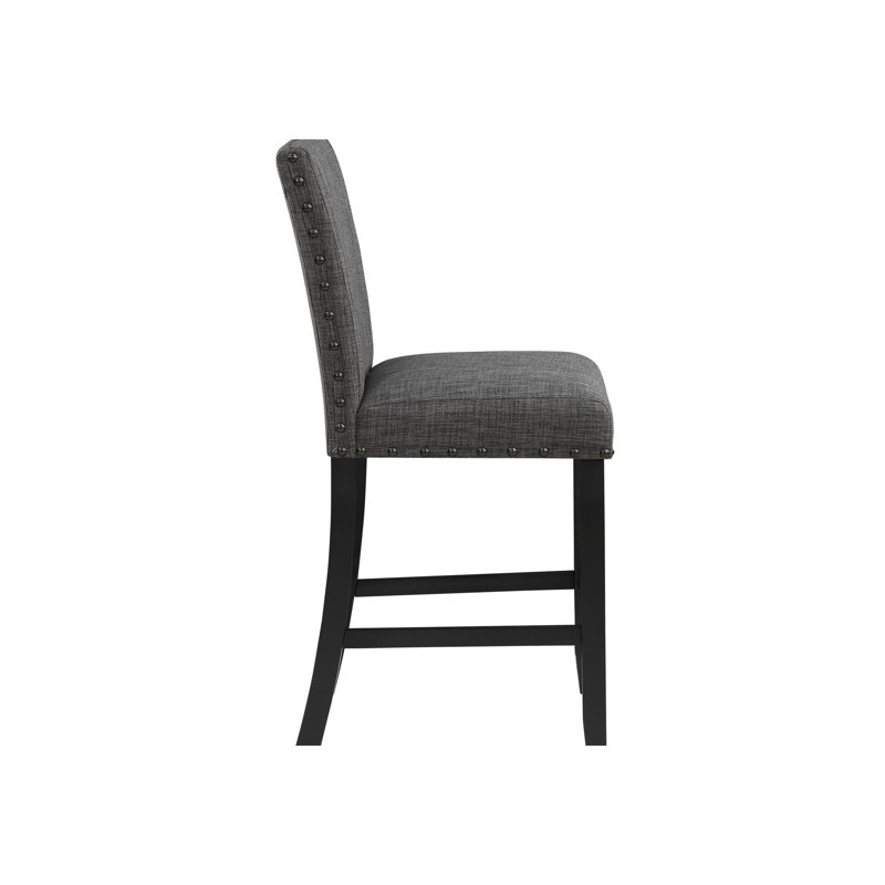 2 tabourets de bar gris foncé, revêtement en tissu, rembourrage en mousse, dossier solide, pour une utilisation décontractée dans la salle à manger, ensemble de 2 tabourets Wipe Clean, rembourré, revêtement, chaise de pièce