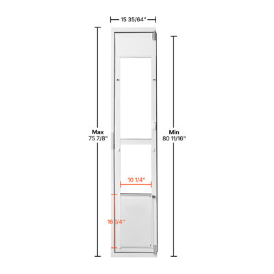 Dog Door for Sliding Glass Door, 75 7/8" to 80 11/16" Adjustable Height, Aluminum Alloy Frame with Flap, Lock Design, for Large-Sized Dogs, 180° Swing-Open Sliding Glass Pet Doors