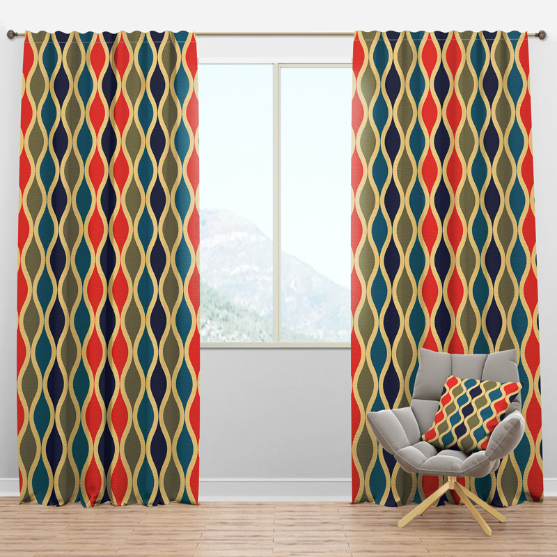 Panneau de rideau simple semi-diaphane avec passe-tringle Mid-Century, l 52 po x L 95 po