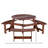 6 Person Picnic Table With Benches - Umbrella Hole, Weather , Brown, For Garden Use Round 3 Built-In Hole Smooth Edge Outdoor Dining-11235397