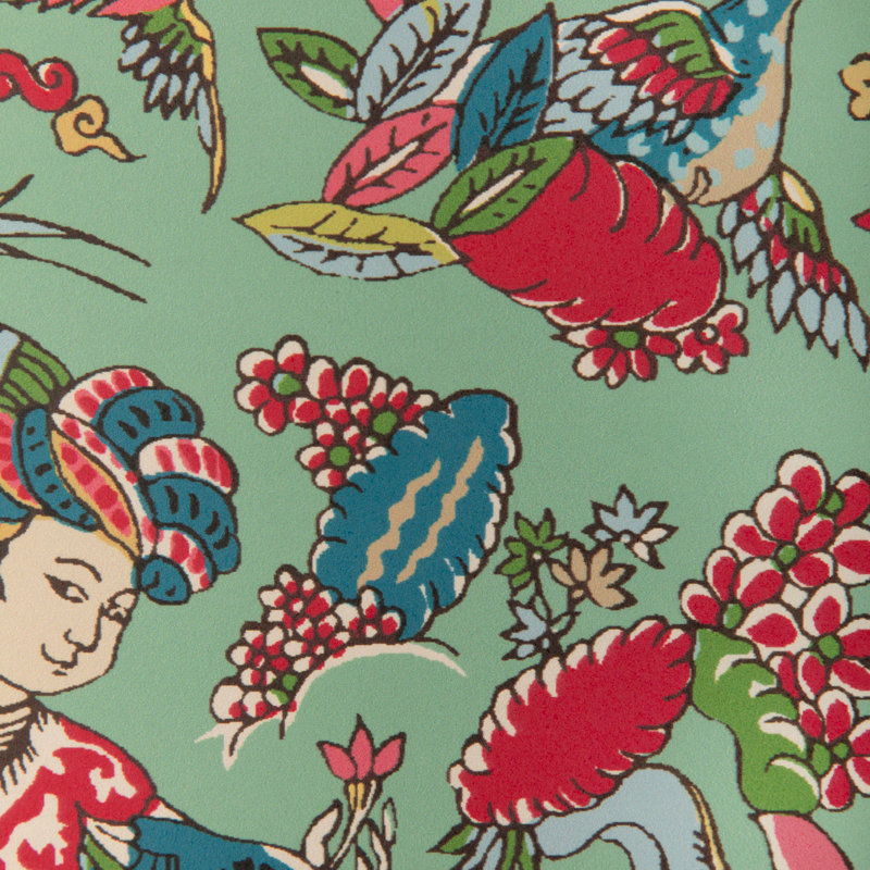 La Menagerie Shalimar Toile Paper Roll, Jade/Rose