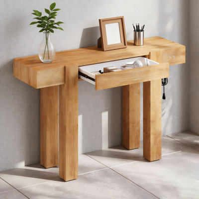 Console Table With Hidden Drawer And Side Power Outlet