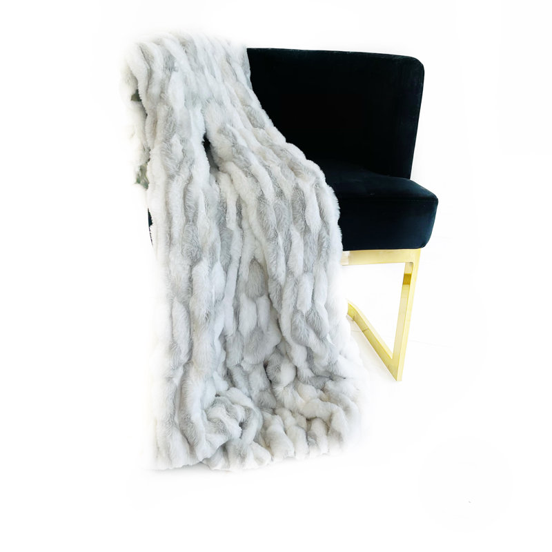 Couverture en fausse fourrure Plutus, Argent, L 60 po x L 72 po