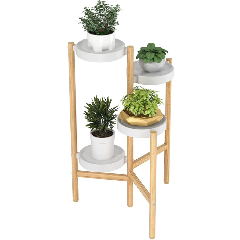 Cevon Solid Wood Plant Stand 4 Tier