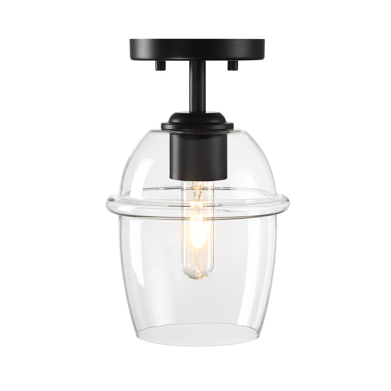 Plafonnier semi-encastré en verre Zarine, Noir mat