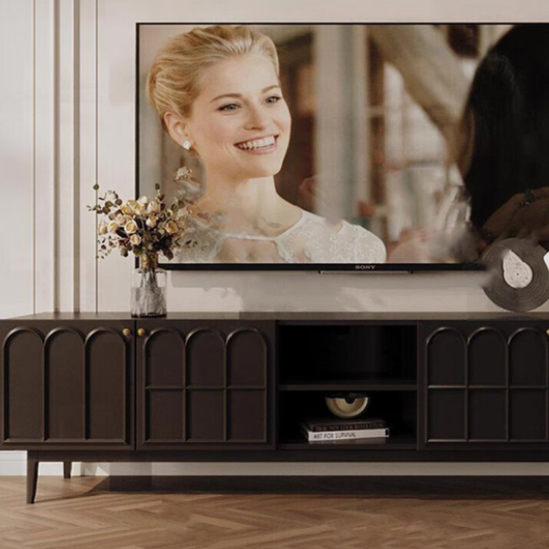 Meuble télé en bois massif rétro, 70.86"