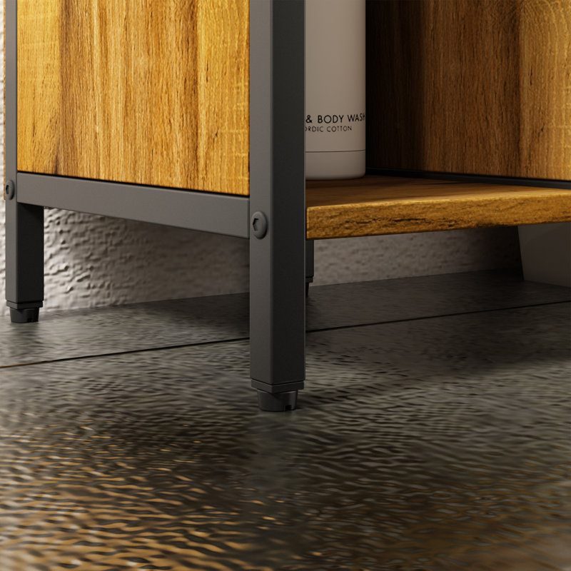 Brown Freestanding Over-the-Toilet Storage Cabinet with Adjustable Shelves
