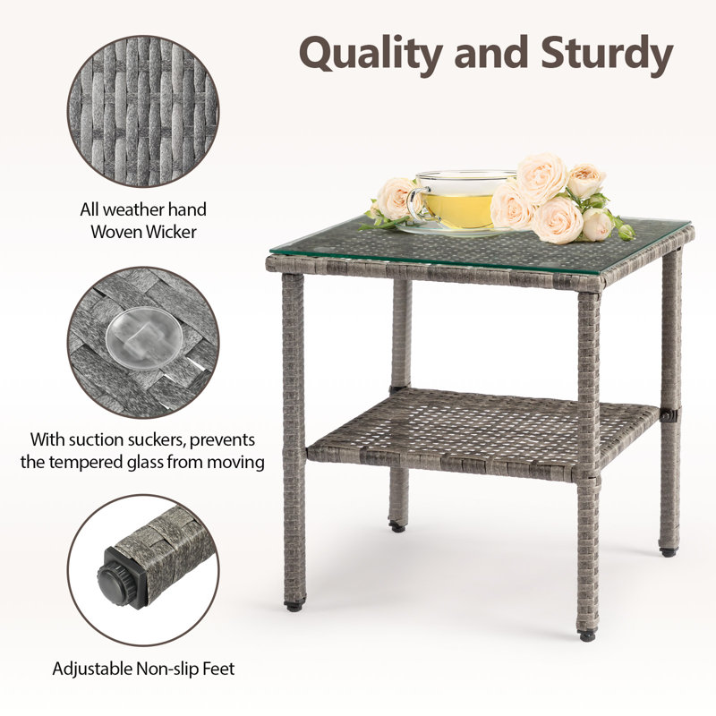 Patio Rectangular Side Table, Gray