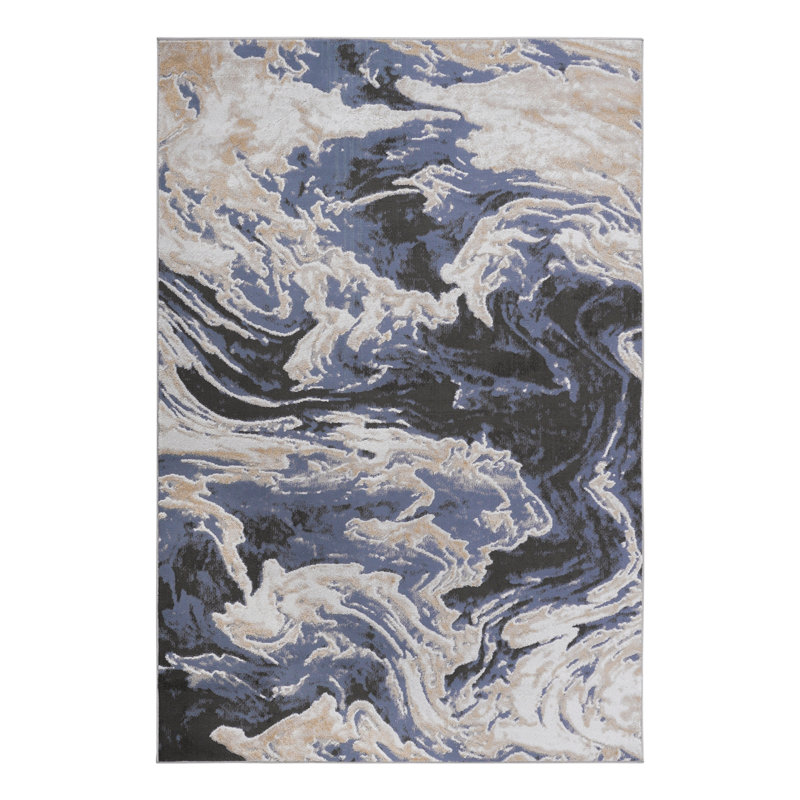 Collection Blue /Abstract Non-Shedding Living Room Bedroom Dining Home Office Stylish and Stain Resistant Area Rug