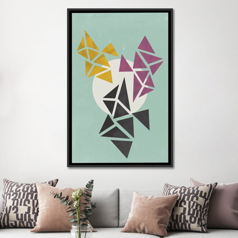 « circle », impression sur toile tendue, H 26 po x l 18 po x P 1,5 po, Toile avec cadre noir, Pas de tapis