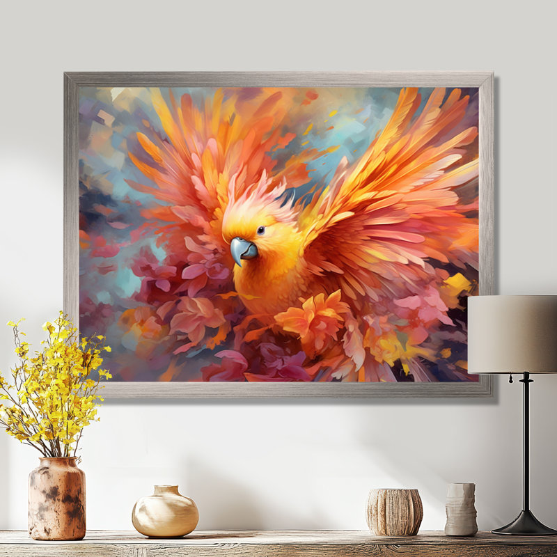 «Tropical Parrot I», art mural sur toile, H 30 po x l 40 po x P 1,5 po, Cadre naturel flottant