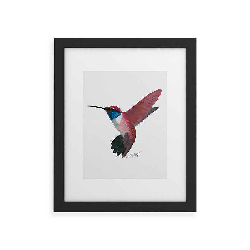 mele_artanddesign, Colibri rouge, reproduction d'art encadrée, Noir, H 10 po x l 8 po