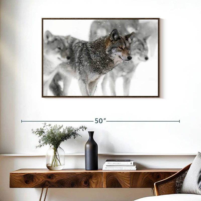 Coyote Band, 37 po x 25 po, Cadre flottant noyer