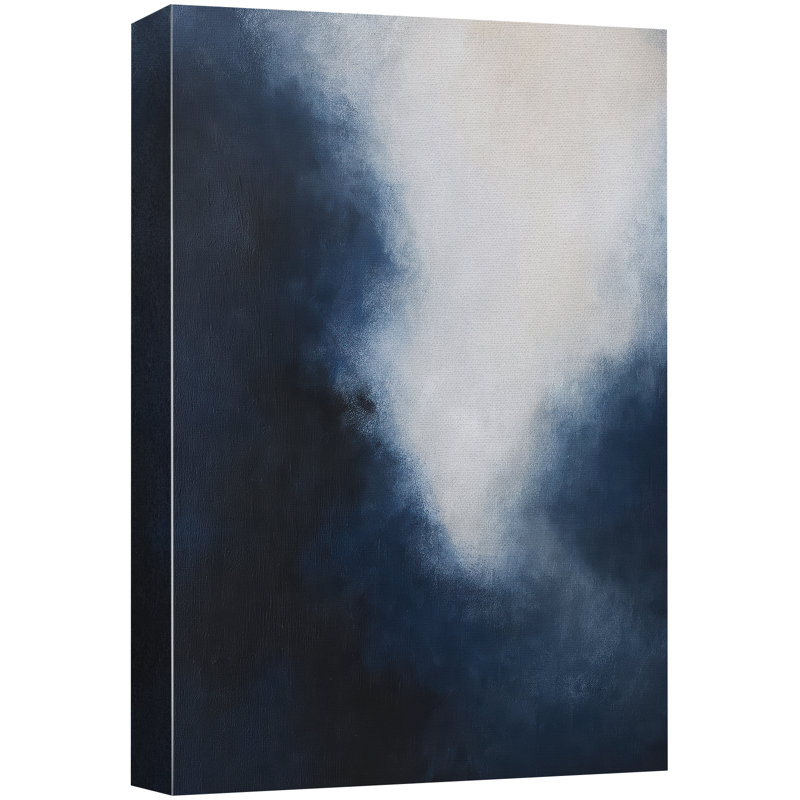 Bleu marine nuageux moderne abstrait, reproduction d'art sur toile encadrée, Toile tendue, Ne s’applique pas