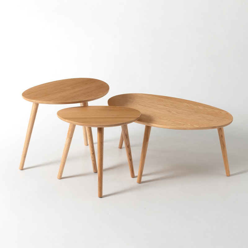 Table basse moderne en chêne massif 33,5 ", Oak