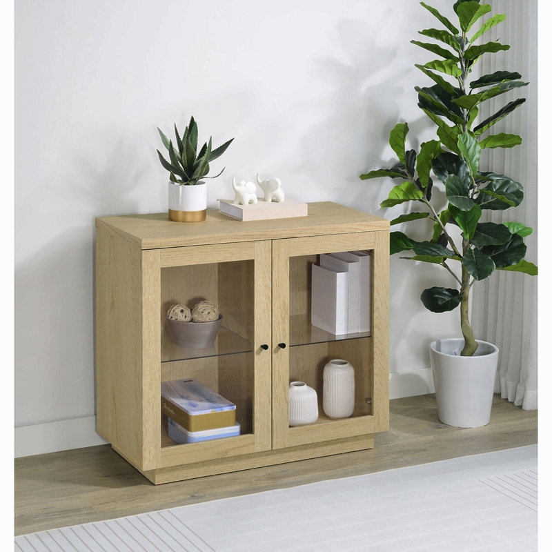 Vitrine en chêne clair à 2 portes