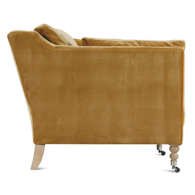 Madeline Sofa, Brass Velvet (15026-60), Washed Oak (229621)