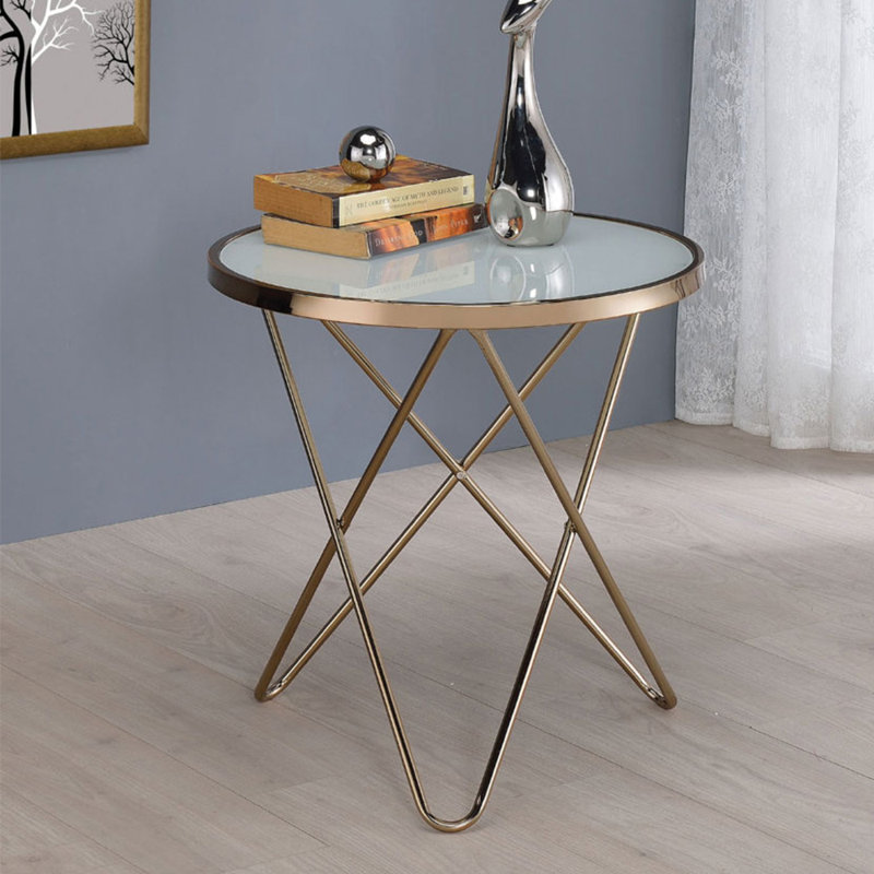 Table ronde en verre, Blanc