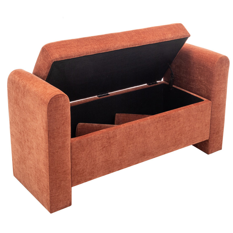 Lataja Polyester Upholstered Storage Bench, 24" H x 46" W x 19.7" D, Russet