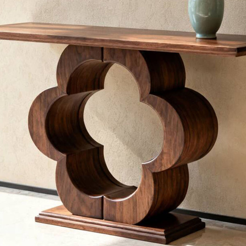 Console brune simple de style chinois., H 35,4 po x l 55,1 po x P 15,7 po