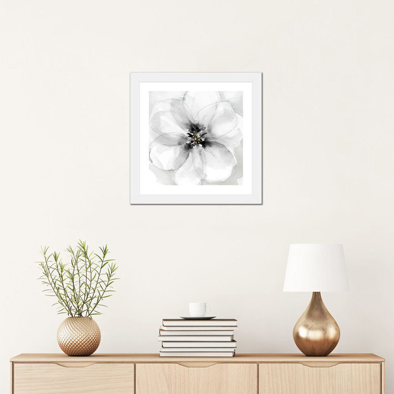 «Bold Beginnings II» par Carol Robinson - reproduction imprimée, H 16 po x l 16 po x p 1 po, Papier encadré blanc, Blanc