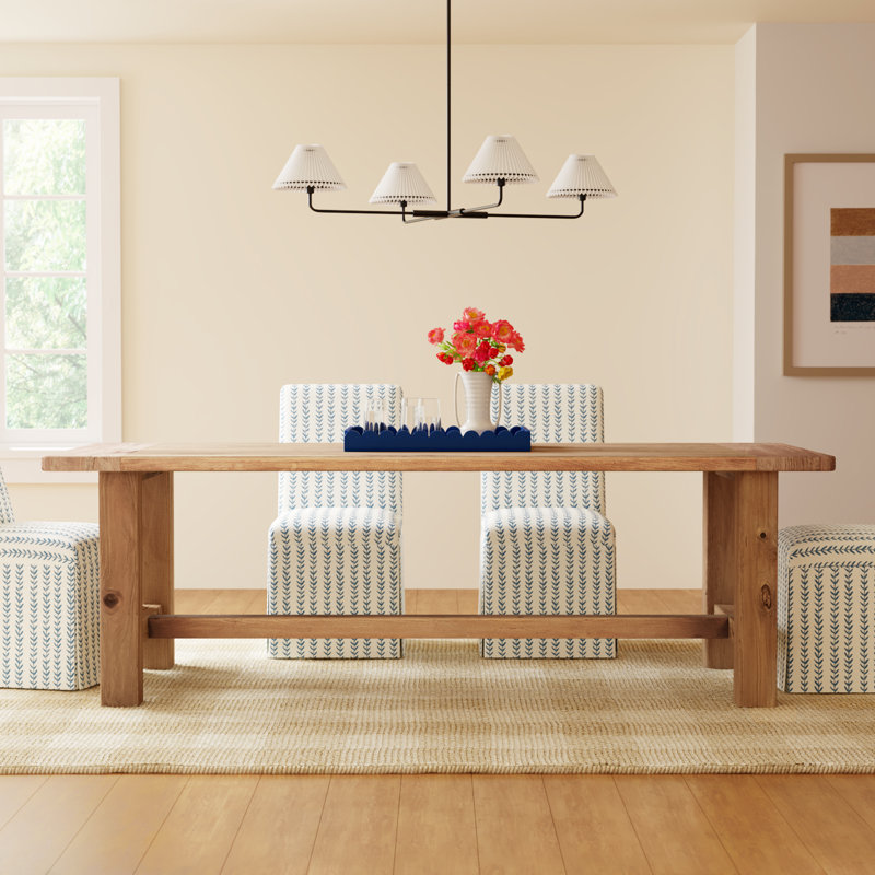 Nonnie Rectangular Natural Brown Wood Dining Table, 39" W x 94.5" L