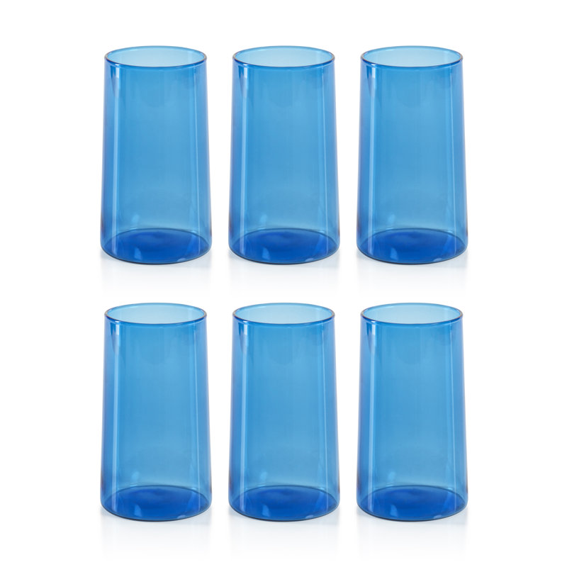 Bruce 20.63oz. Highball Glass Set, Light Cobalt Blue