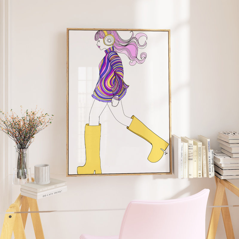 Affiche d'art sur les bottes jaunes