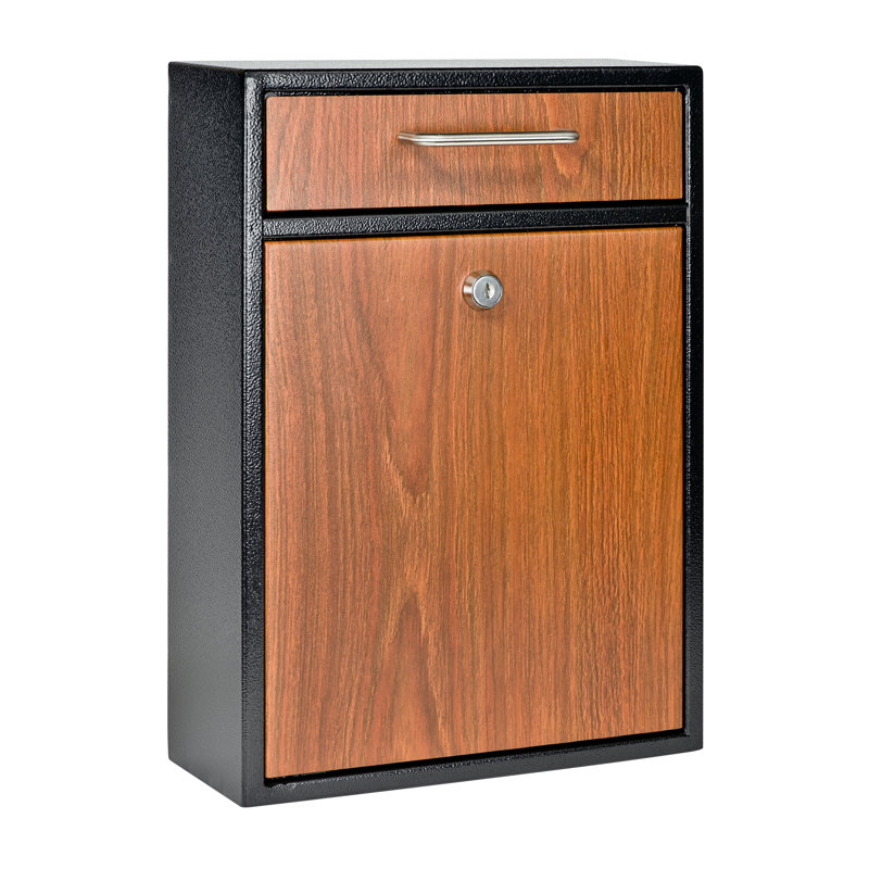 Steel Wall Mounted Mailbox with Magnetic Closure, Wood Grain