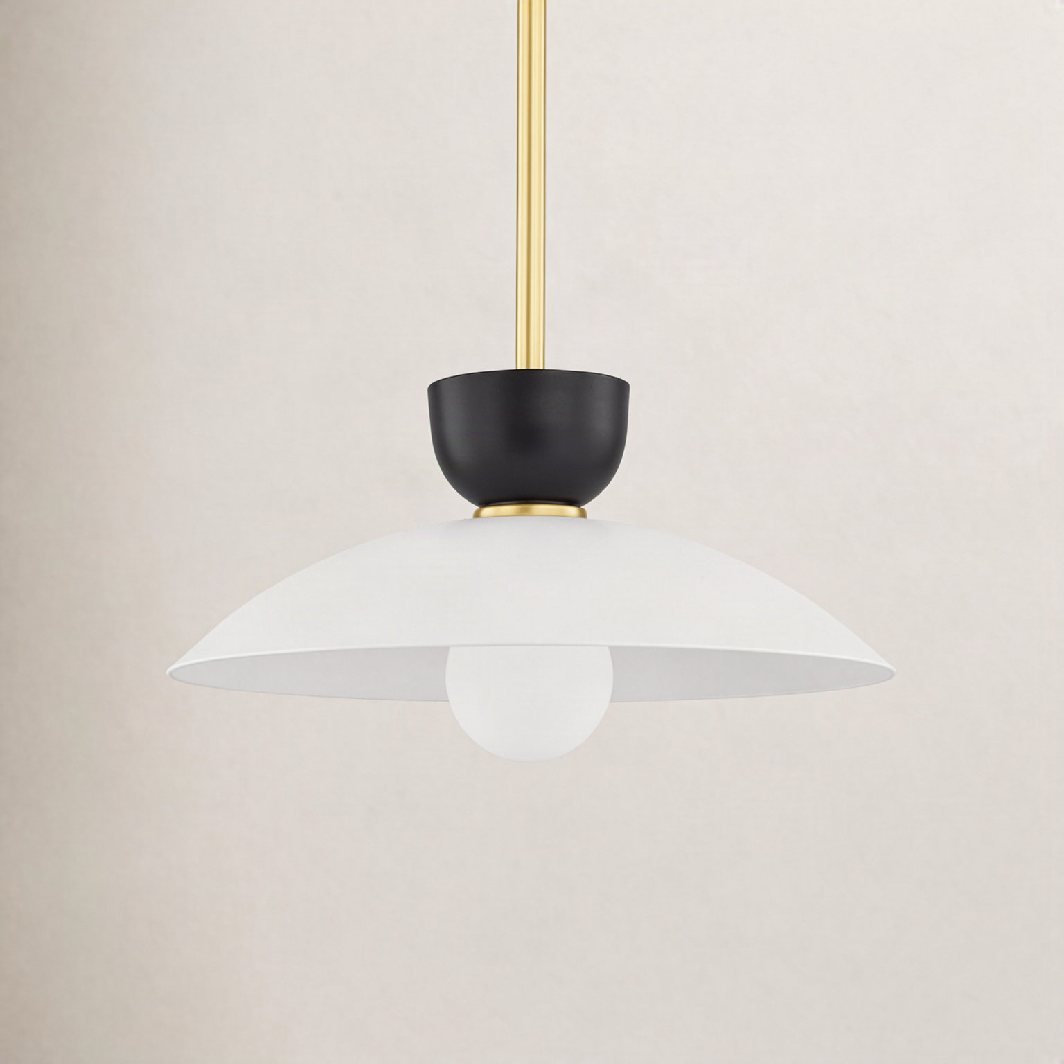 Viera Single Light Metal Pendant, 7" H x 14" W x 14" D, Aged Brass