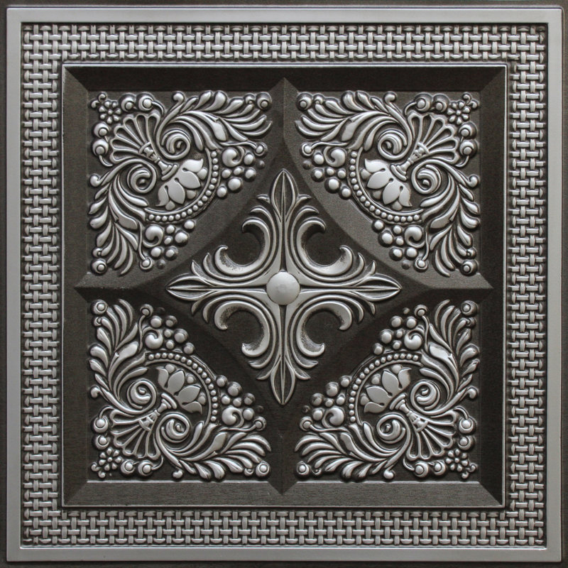 Carreau de plafond en PVC 2 pi x 2 pi Falkirk Perth, Argent antique